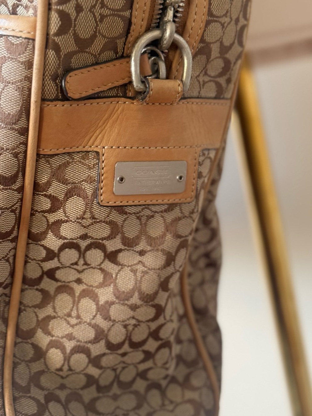 Coach Vintage Brown Signature Canvas Briefcase Laptop Messenger Hudson Bag - Picture 7 of 9
